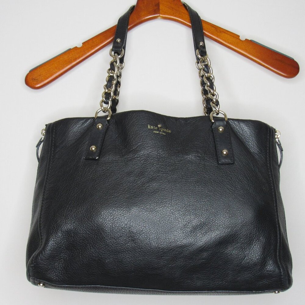 Kate Spade Cobble Hill Andee Black Leather Tote Bag Chain Strap - Picture 3 of 14